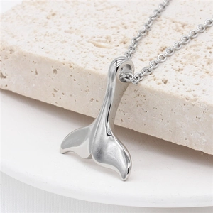 Pendentif Queue de Baleine en Acier Inoxydable Hommes Femmes Argent Poli Miroir Bijoux Pendentif Seul Sans Chaîne Cadeau