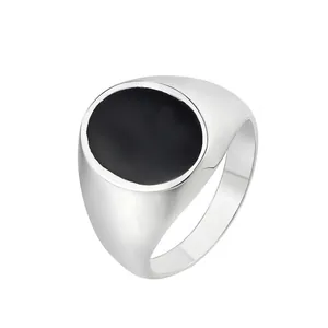 Minimalist Men Signet Ring Titanium Steel Drip Glue Geometric Wide Band Ring Polished Gold Silver Fashion Jewelry Gift