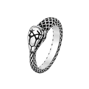 Anello Serpente in Acciaio al Titanio Vintage per Uomo Donna Punk Gothic Texture a Squame Animale Statement Gioielli