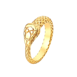 Anello a serpente retrò in acciaio inossidabile dorato con testa realistica e squame