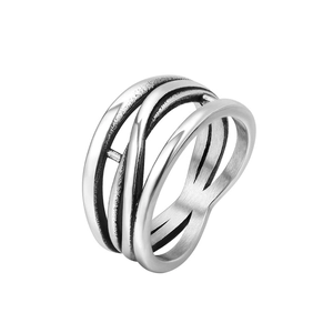 Vintage Titanium Steel Irregular Intertwined Lines Hollow Band Ring For Men Women Punk Street Style Fashion Finger Jewelry