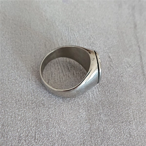Men's vintage punk style stainless steel ring with silver cross engraving on the surface
