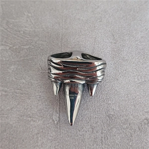 316L stainless steel necklace with shark tooth devil eye pendant for men