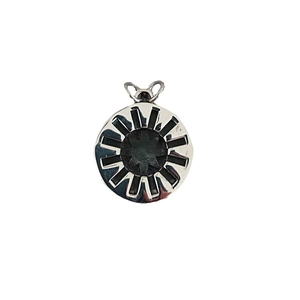 Men's titanium steel compass pendant necklace with silver radial geometric design