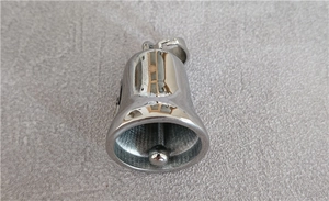 Polished silver stainless steel Guardian Bell pendant with internal clapper detail