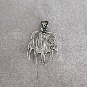 Vintage Viking claw pendant necklace in brushed titanium steel for hip hop street style