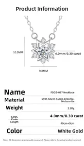 Detaillierte Infos zur Schneeflocken-Halskette aus S925 Silber mit Moissanit-Steinen