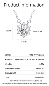 Detaillierte Größenangaben für die S925 Sterlingsilber Hexagramm Schneeflocke Halskette
