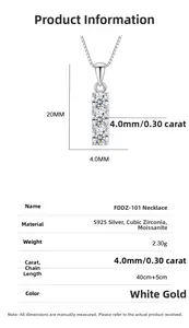 Detaillierte Spezifikationen der S925 Silberkette mit Moissanit und Zirkonia Stein