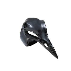 Gothic black woodpecker skull ring in punk style made of polished stainless steel