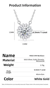 Spécifications du collier tournesol en argent S925 avec moissanite de 1 carat éclatant