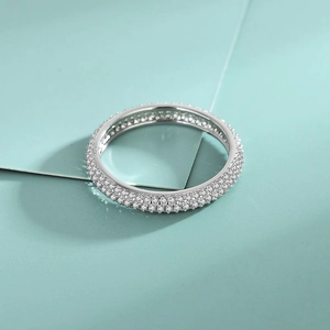 Three-row full eternity band in S925 sterling silver with sparkling pave-set zircons