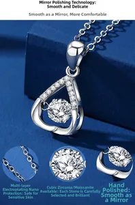 Macro-detail van S925 sterling zilveren waterdruppel hanger met moissaniet hoofdsteen