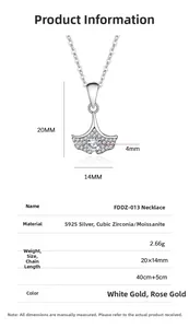 Detailed size specifications for the S925 silver ginkgo leaf moissanite necklace pendant