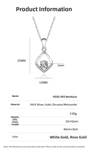 Detailed product specifications for S925 sterling silver moissanite pendant with dimensions
