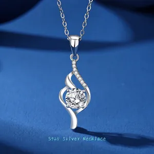 Elegant S925 sterling silver necklace featuring a sparkling 1.25 carat moissanite pendant
