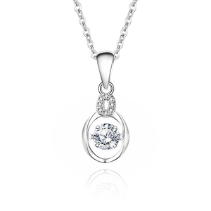 Elegant s925 sterling silver dancing heart necklace with round brilliant moissanite stone