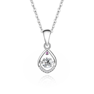 Sparkling S925 sterling silver heart movement necklace with purple stone and zircons