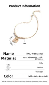 Detailed technical diagram of S925 silver lucky cat bracelet with precise dimensions