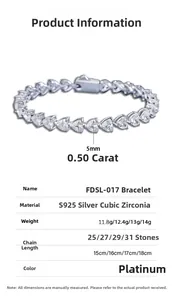 Detaillierte Spezifikationen für 5mm Herz-Tennisarmband aus S925 Silber mit Zirkonia