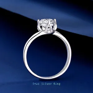 925 Sterling Silver Ring Round Moissanite Zirconia Twist Band Engagement Wedding Ring For Women Minimalist Jewelry Gift