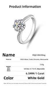 Détail macro de l'anneau en argent S925 montrant le poinçon et le sertissage moissanite 1ct