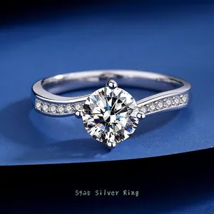 Klassischer Verdrehter Arm Moissanit Ring 925 Sterlingsilber Rundschliff D Farbe Vier Klauen Hochzeit Verlobungsring Für Damen Edler Schmuck Geschenk