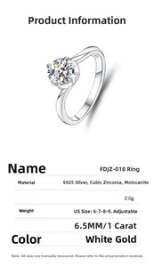 Macro shot of 1 carat moissanite ring with S925 silver four-prong setting and twist band