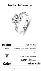 Vue détaillée d'une bague en argent S925 avec moissanite et anneau ouvert ajustable