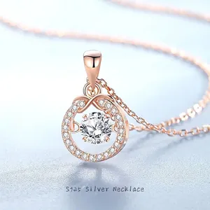 Collana Moissanite Danzante in Argento Sterling S925 Con Simbolo dell'Infinito Per Donna Pendente in Zirconia Scintillante Gioielli Donna