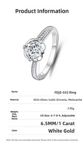 Detailed view of S925 sterling silver four-claw moissanite ring with adjustable open band