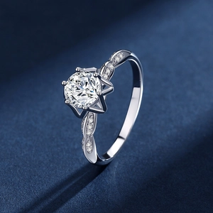 Sprankelende 1 karaat moissaniet lotus ring van S925 zilver met infinity twist band