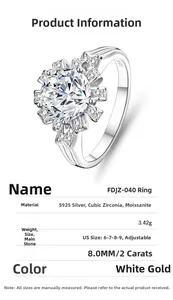 Macro shot of S925 silver ring featuring a 2-carat snowflake moissanite setting