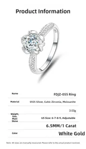 Dettaglio dell'anello moissanite da 1 carato con montatura a sei griffe e parametri in S925