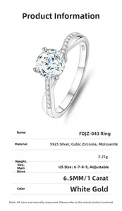 Macro detail of S925 sterling silver ring with 1ct moissanite in a four-prong setting