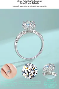 Dettaglio dell'anello a loto in argento S925 con moissanite e finitura lucidata a specchio