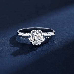 S925 Sterlingsilber Moissanit Zirkonia Ring Eleganter Blumenfassung Verlobungsfingerring Für Damen Feiner Schmuck Geschenk