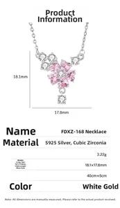 Détails du collier fleur de cerisier en argent S925 avec zircons cubiques roses