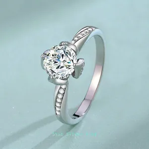 925 Sterling Silver Moissanite Zirconia Ring For Women Light Luxury Lotus Flower Inlaid Adjustable Finger Ring Jewelry Gift