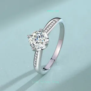 925 Sterling Silver Moissanite Zirconia Ring For Women Classic Four-Prong Wedding Engagement Ring Fashion Jewelry Gift