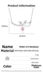 Detaillierte Größenangaben für S925 Silber Schleife Halskette mit Rosa Herz Anhänger