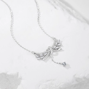 Élégant collier nœud en argent sterling S925 avec glands et zircons étincelants