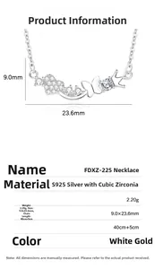 Macro detail of S925 sterling silver necklace with zircon crown heart butterfly pendant