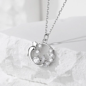 Collier couronne étoilée dauphin en argent sterling S925 avec pendentif lune et étoile