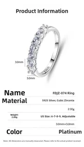 Makro-Detail des S925 Silberrings mit sieben funkelnden Zirkonia-Steinen besetzt