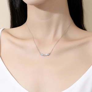 S925 silver crown heart butterfly pendant necklace with zircons worn on model neck