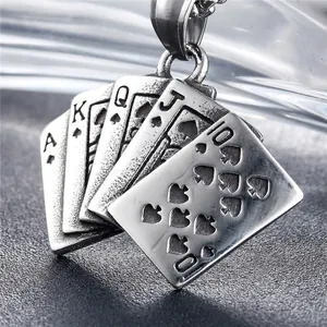 Vintage spade ace poker flush royal pendant necklace in durable stainless steel