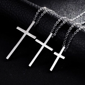 Minimalist Stainless Steel Cross Pendant For Men Women Jewelry Gold Silver Black Religious Christian Plain Pendant Only