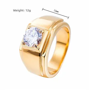 Close-up of men's gold plated ring with 12mm width and 12g weight specifications