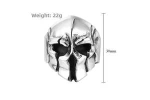 Spartan helmet ring in vintage titanium steel with 22g weight and 30mm height detail
